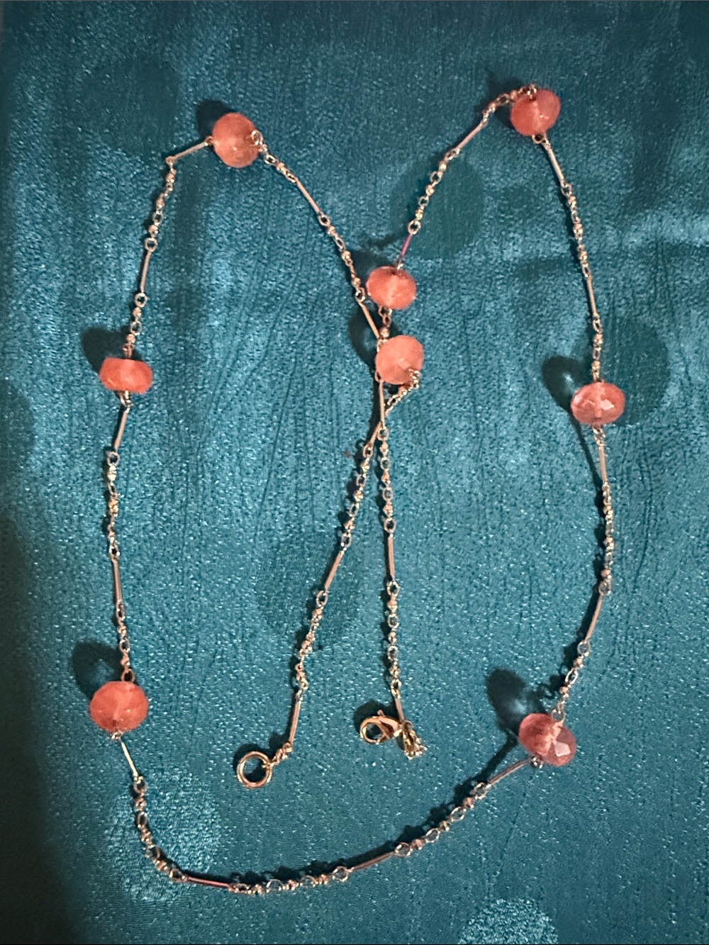 Delicate glass Pink Beaded Station Necklace - Women's Jewelry